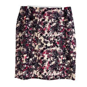 Talbots size 14P petite skirt multi color black white pink gray fitted pencil
